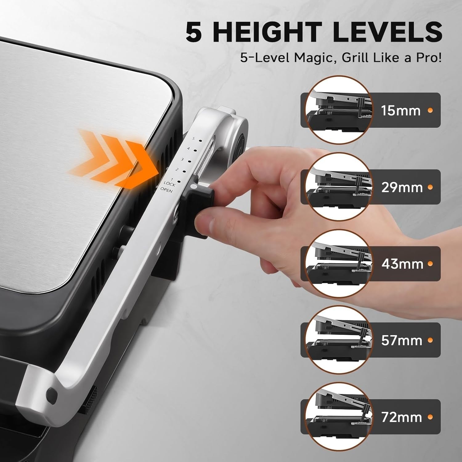 6-in-1 Electric Grill 37.7x35.6x18.2cm Non-Stick Plates Waffle Panini