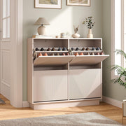 Cashmere Shoe Cabinet 4 Flip Drawers | Slim, Anti-Tip, 99cm Wide Storage