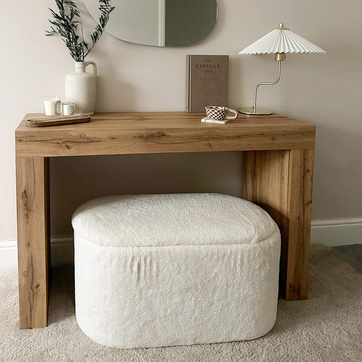 Rustic Oak Console Table 120cm – Modern Hallway Entryway Desk, Heavy Duty