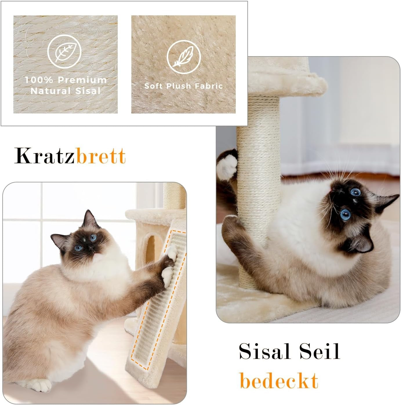 90cm Beige Cat Tree Tower Double Condo Scratching Posts Plush Perch
