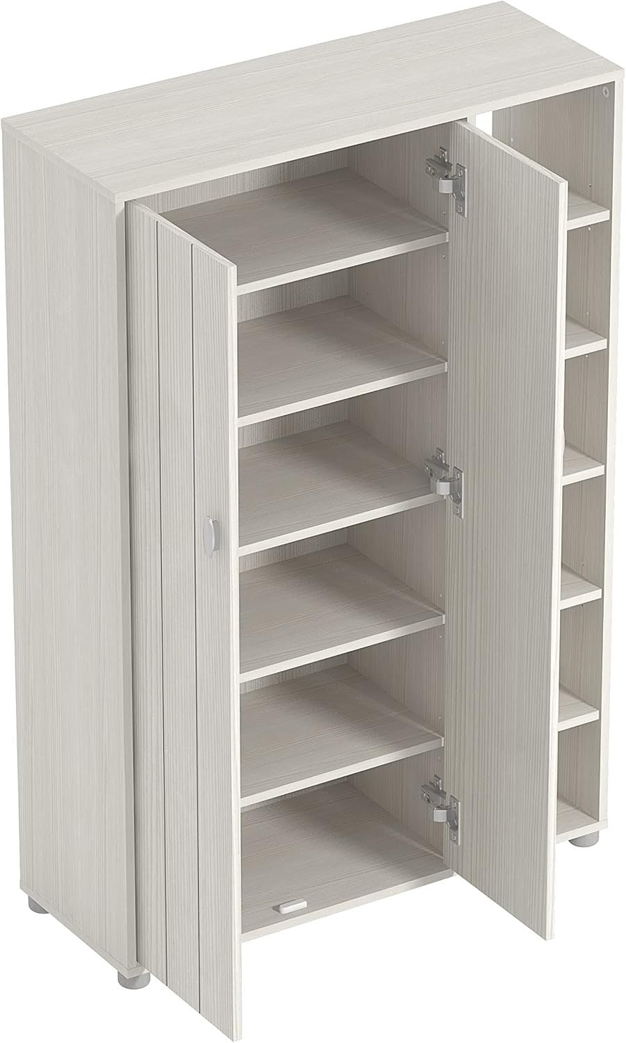 Cream Oak 2-Door Shoe Cabinet 24-Pair Storage 79.6x35.3x119cm