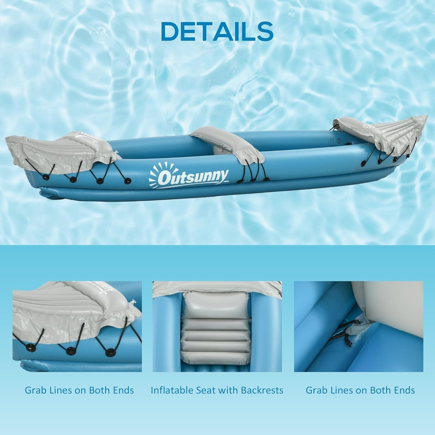 2 Person Inflatable Kayak Canoe Set w/ Pump Oars Repair Kit
