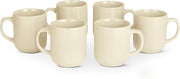 6pc Stoneware Coffee Mugs Set 473ml Microwave Dishwasher Safe Ivory