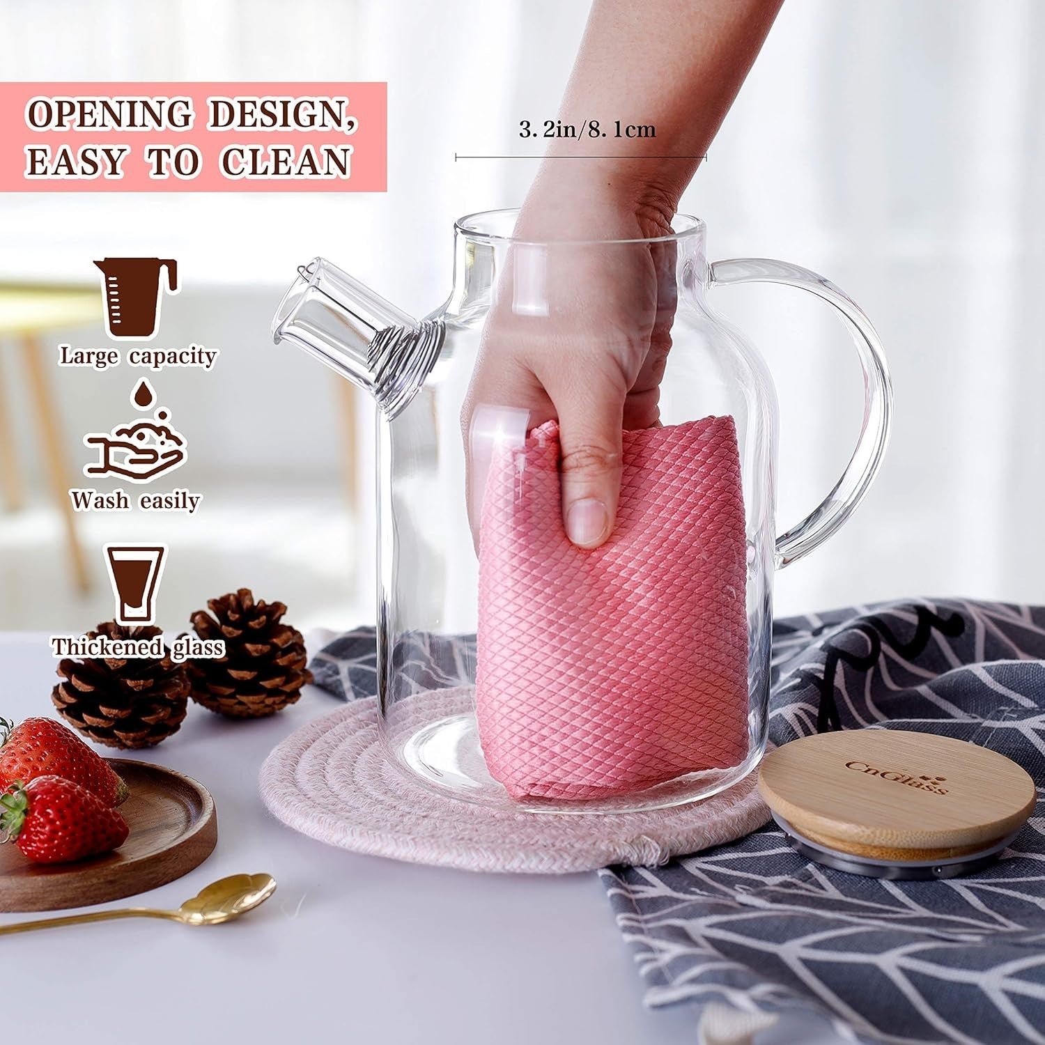 1.5L Glass Teapot with Infuser Stovetop Safe Loose Leaf Tea Maker
