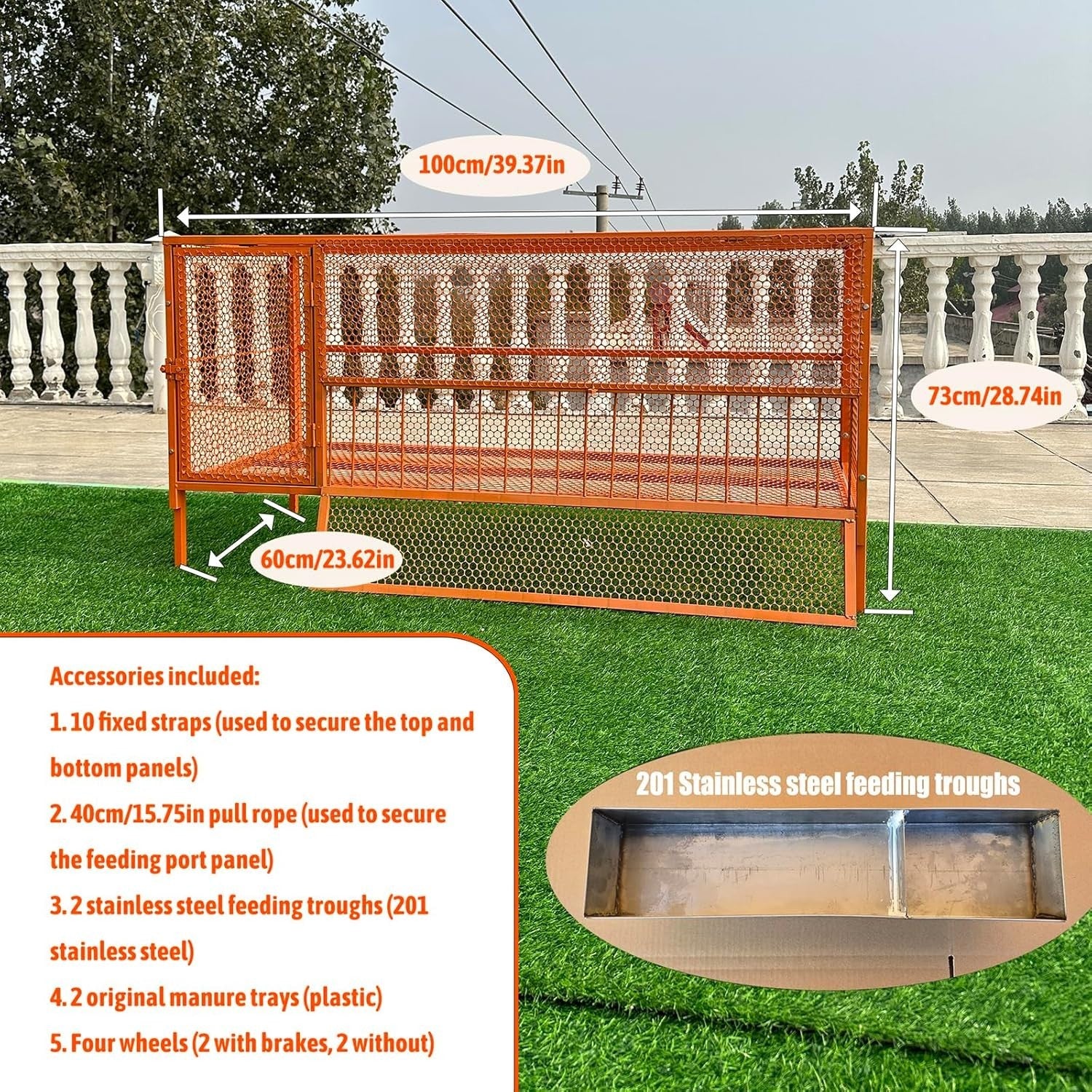 100cm Galvanised Steel Chicken Coop Poultry Cage Run