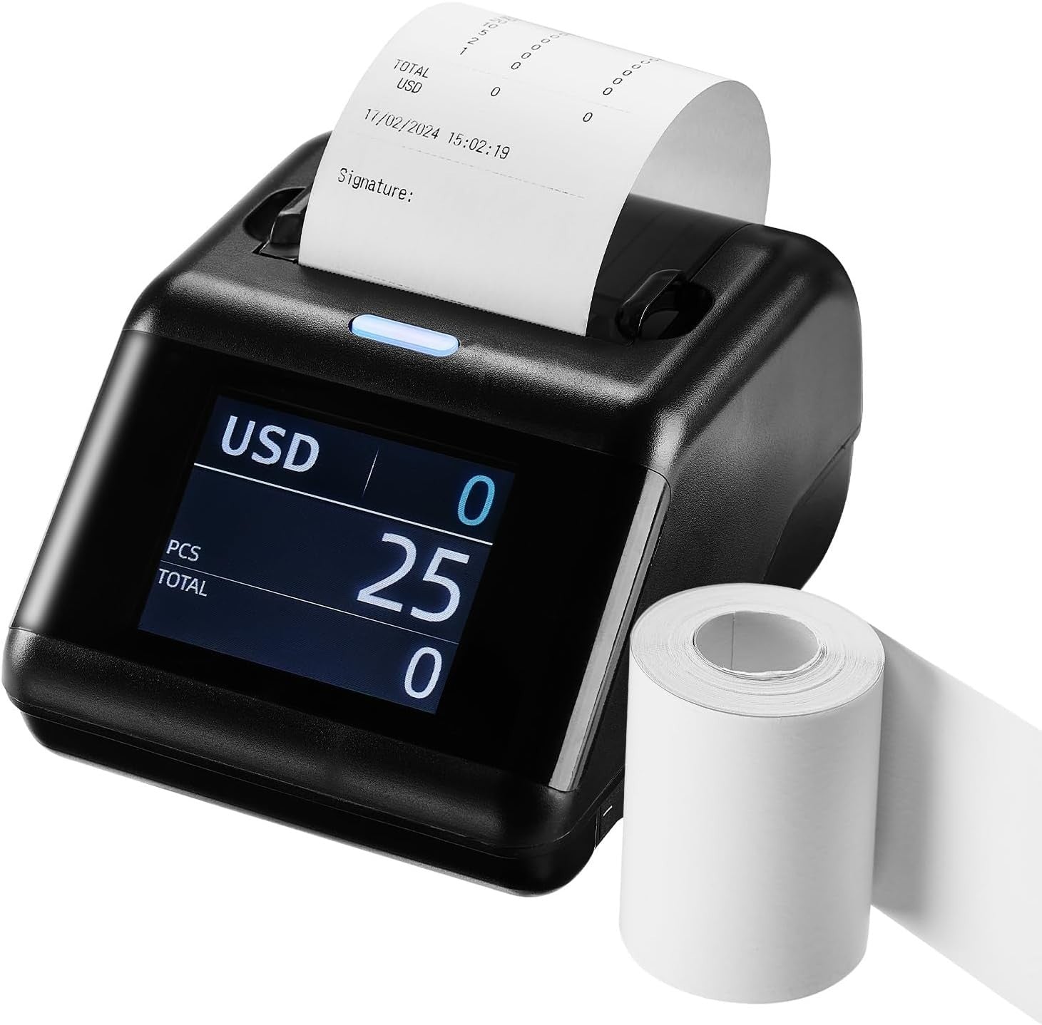 58mm Thermal Money Counter Printer Black w/ Display Screen Fast Printing
