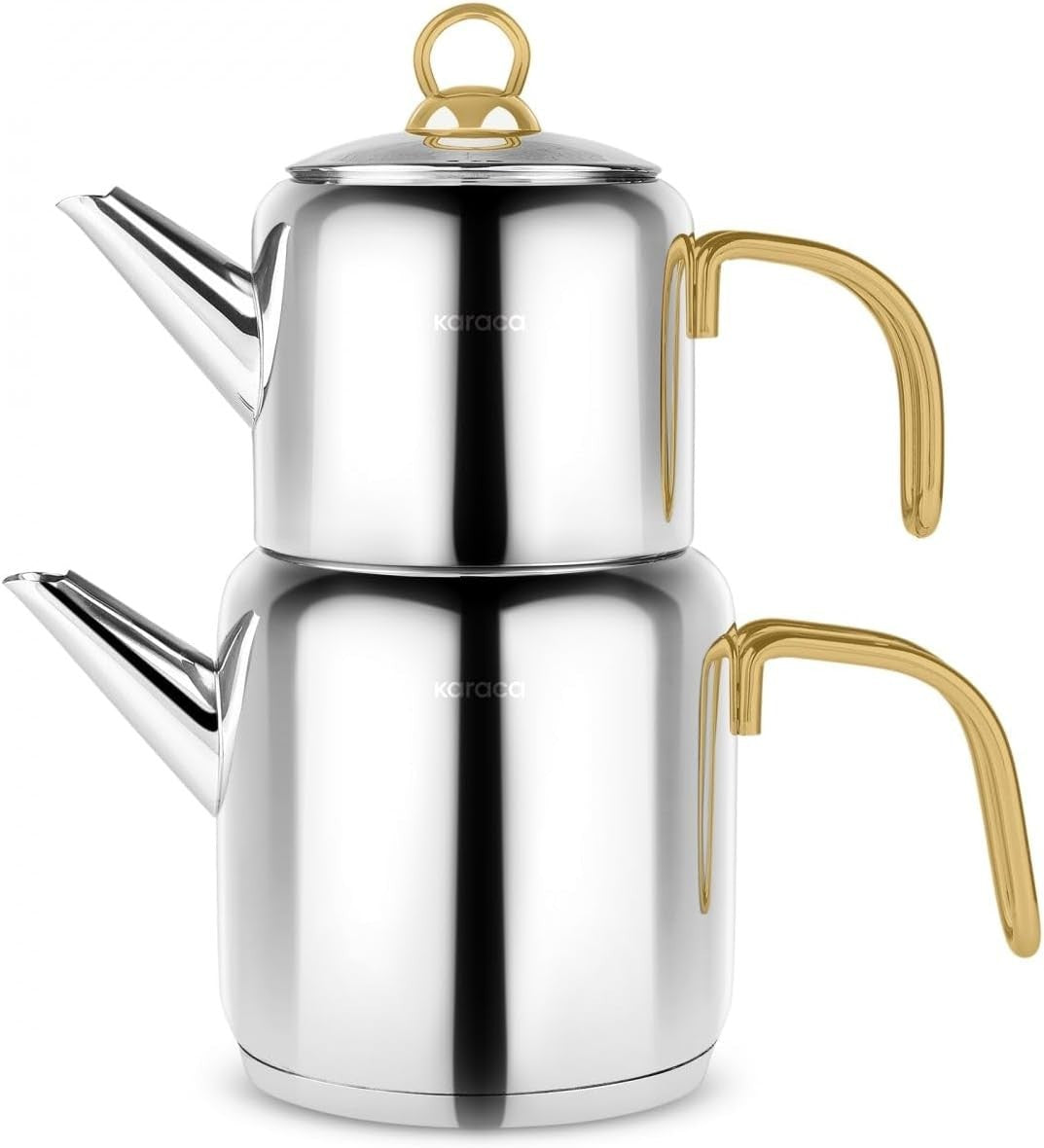 Turkish Tea Maker Gold Stainless Steel Teapot Set 3L Induction Safe