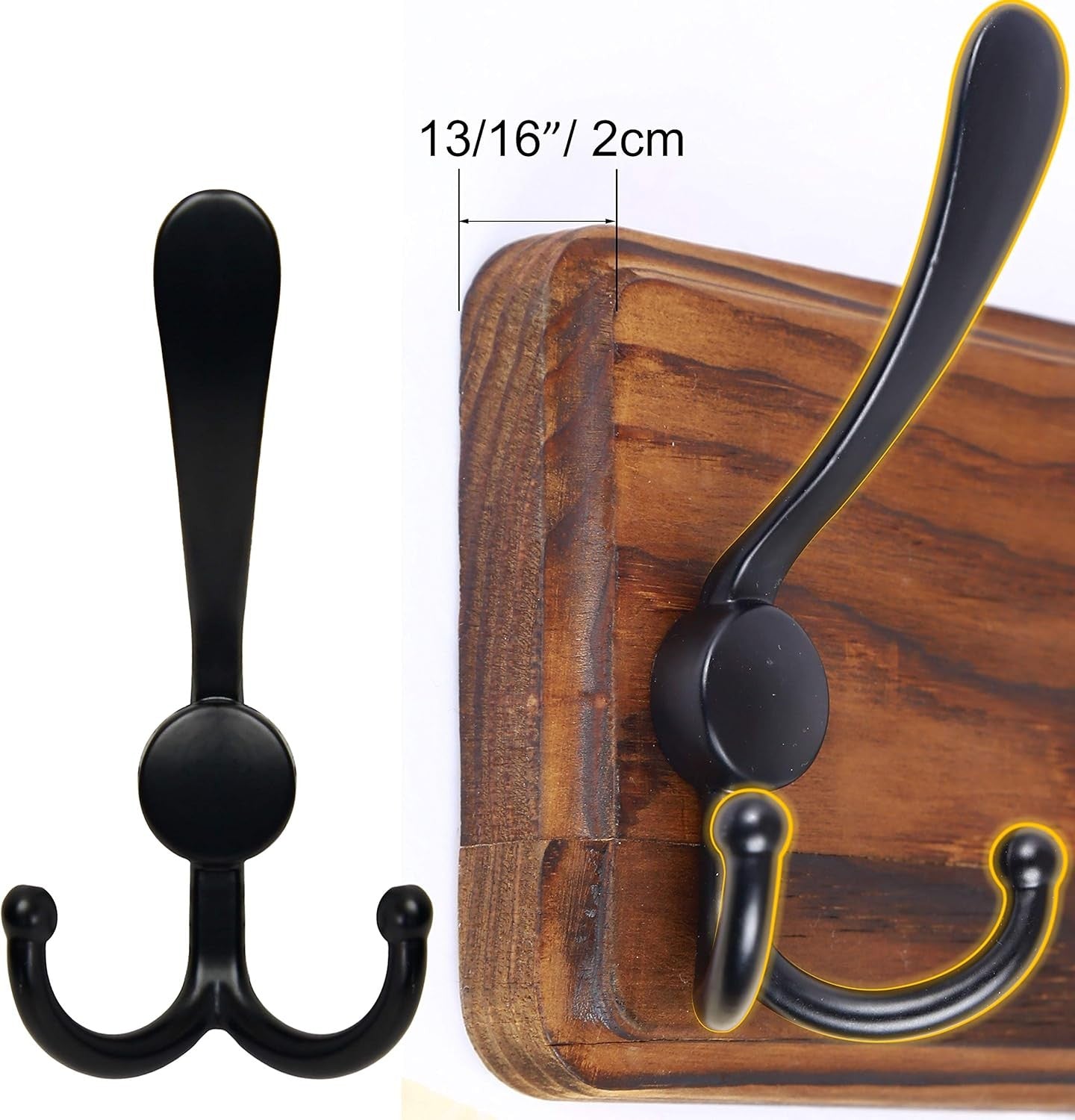 Rustic Wooden Wall Mounted Coat Rack 38" | Heavy Duty 10 Hook Farmhouse Organize