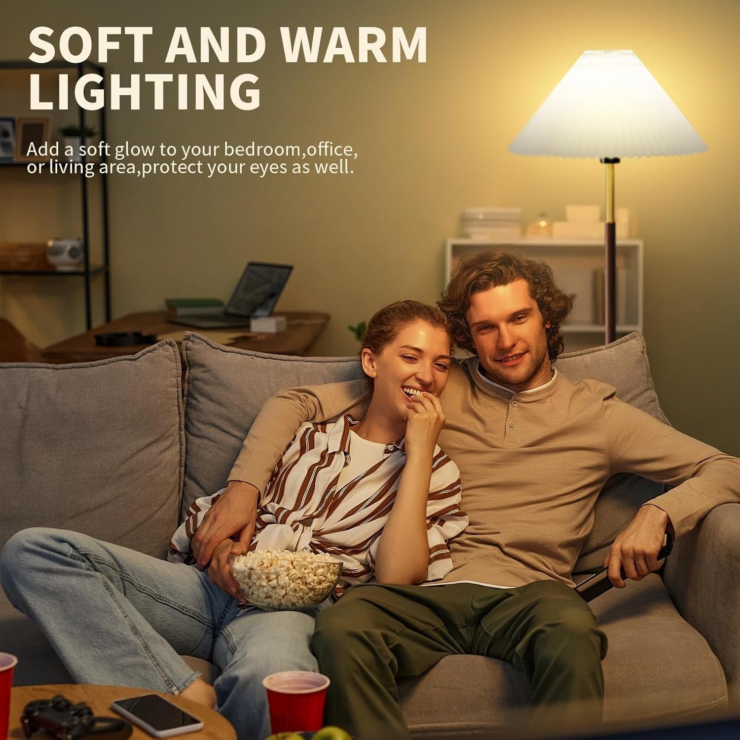 Floor Lamp with Remote App Foot Switch Dimmable Wooden Standing Light