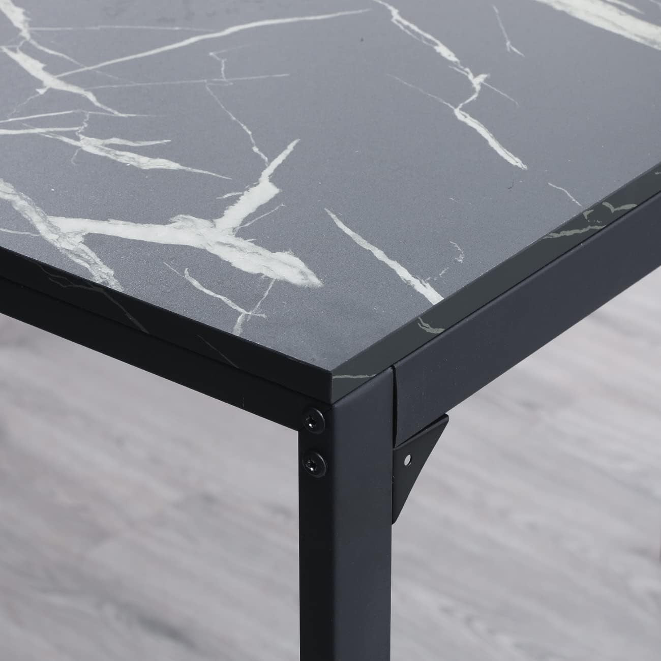 5Pcs Bar Table Set with 4 Stools Black Marble Top Dining Kitchen Unit Furniture