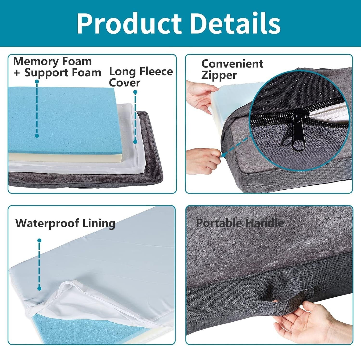 Large Orthopedic Dog Bed 89x55x7cm Memory Foam Washable