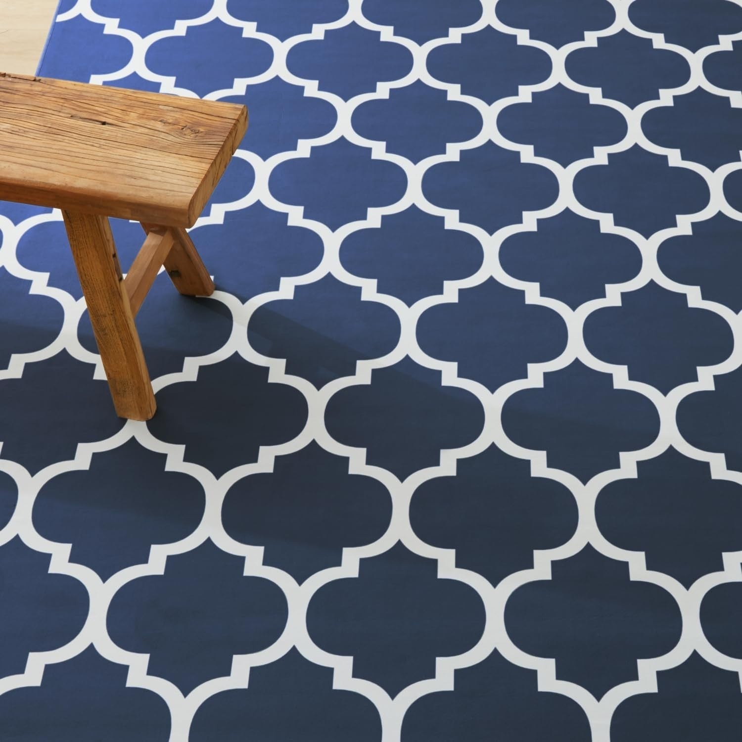 Navy Blue Trellis Rug Soft Modern Indoor Carpet Non-Shedding 120x170cm