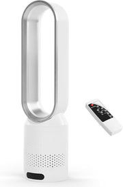 Bladeless Tower Fan with Air Purifier – 8-Speed Quiet Cooling Fan w Remote Timer