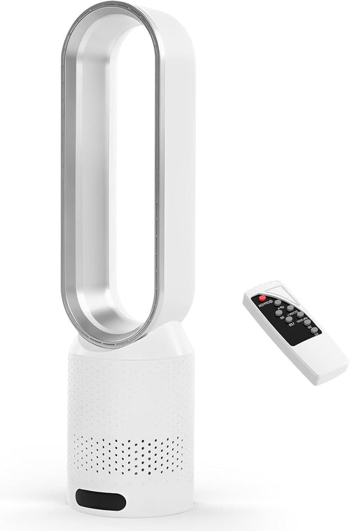 Bladeless Tower Fan with Air Purifier – 8-Speed Quiet Cooling Fan w Remote Timer
