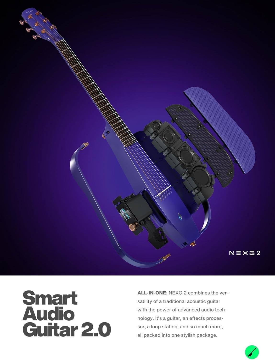 Carbon Fiber Silent Electric Guitar 38in Travel Kit Purple