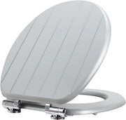 Gray Wooden Toilet Seat MDF Soft Close Adjustable Hinges 43.5x37.5cm