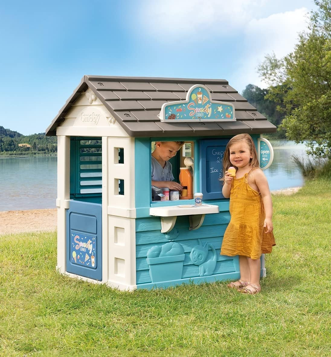 Kids Snack Shop Playhouse Garden Cabin Ice Cream Kitchen Outdoor Toy