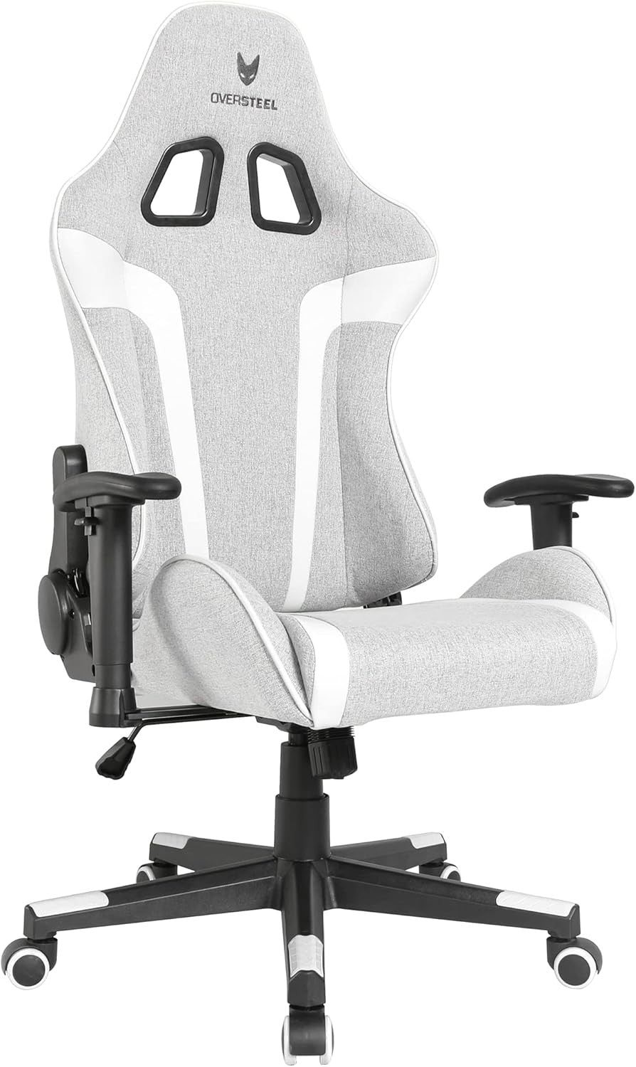 Professional Gaming Chair 180° Recline Fabric Grey White