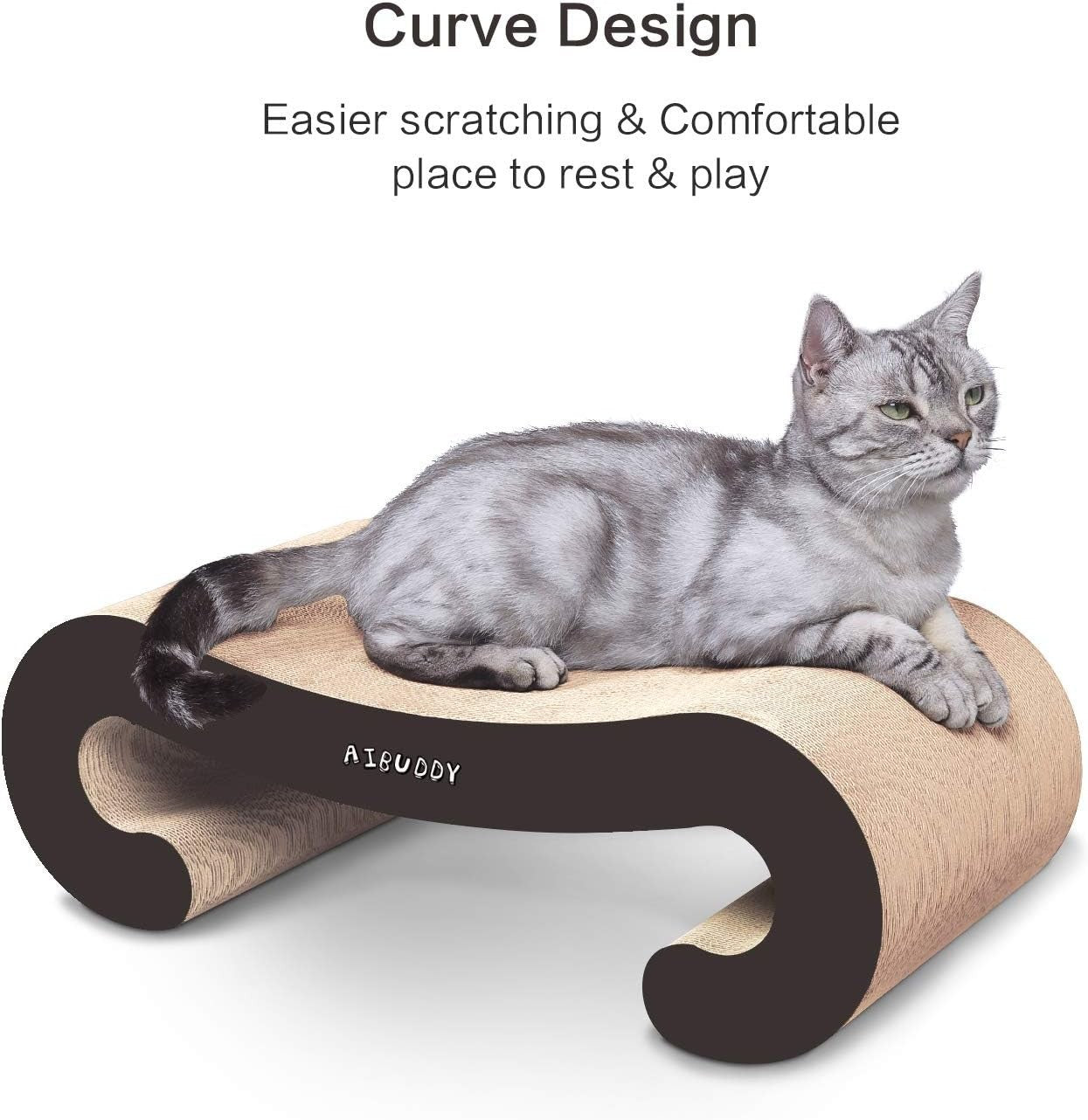 2 in 1 Cat Scratcher Lounge Bed Cardboard Scratch Pad w Catnip