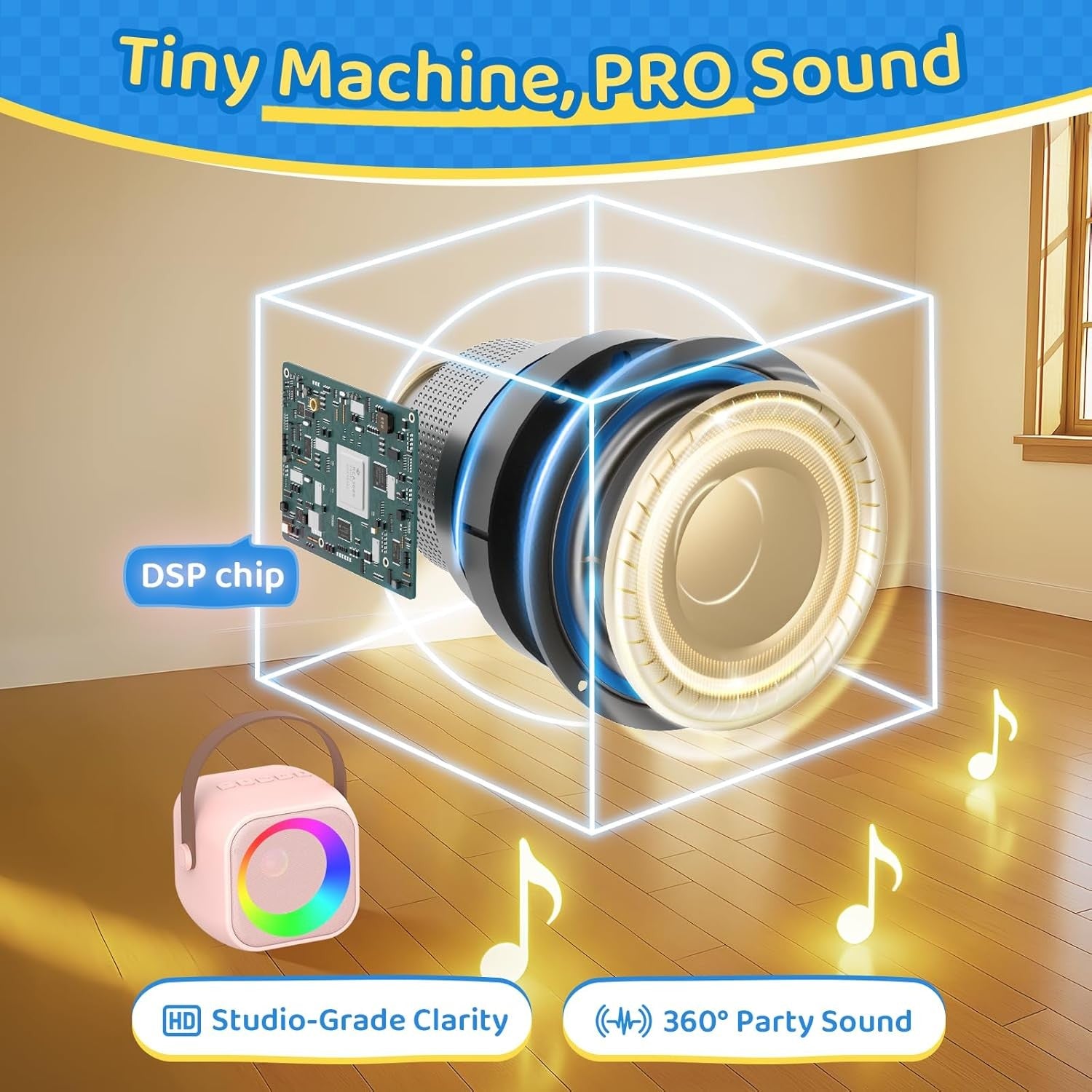 Kids Karaoke Machine with 2 Microphones RGB Bluetooth Speaker