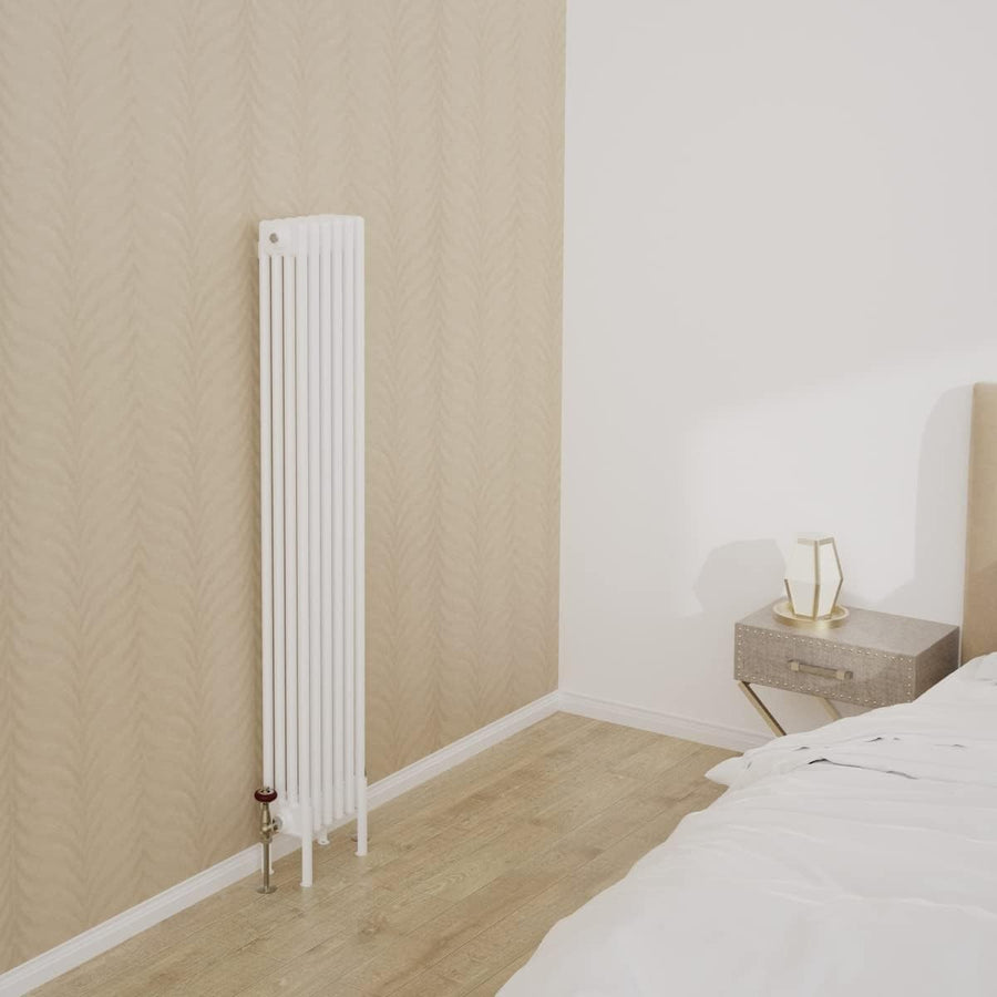 White Quadruple Column Vertical Radiator 1500x290mm Bathroom Kitchen