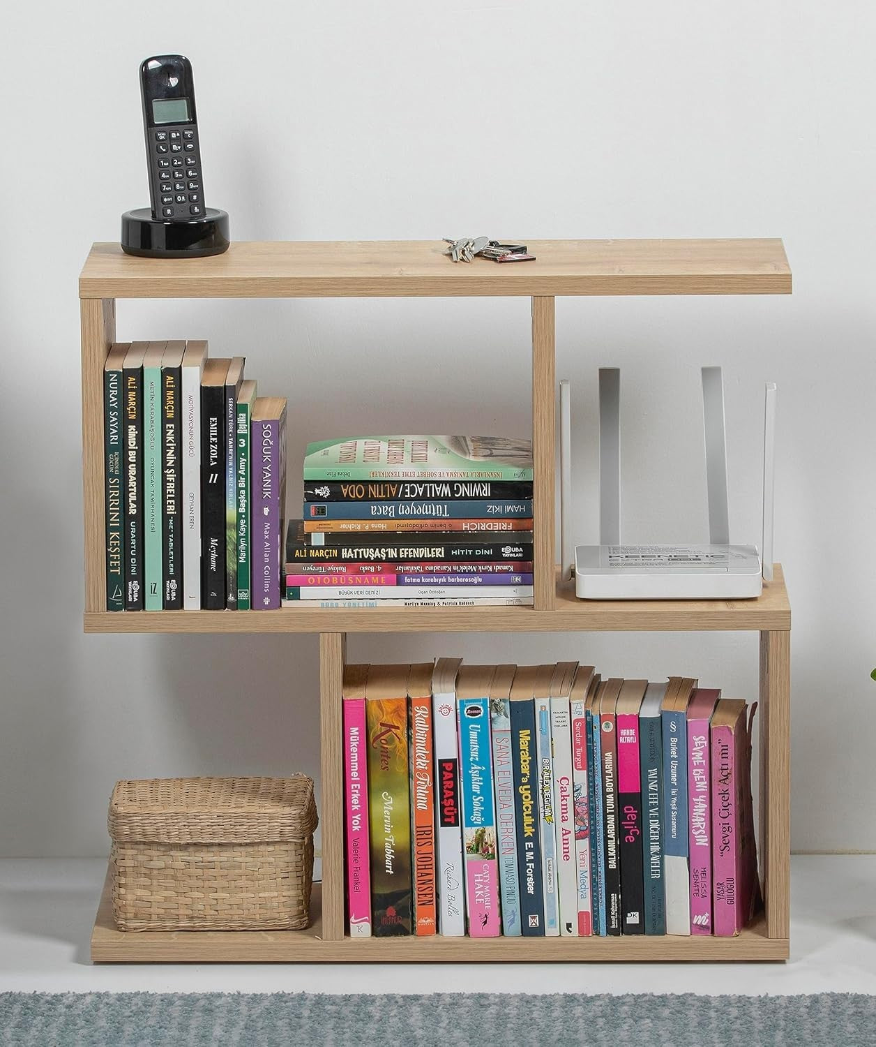 Oak 2-Tier Storage Side Table – Slim, Versatile Organizer, Easy Assembly
