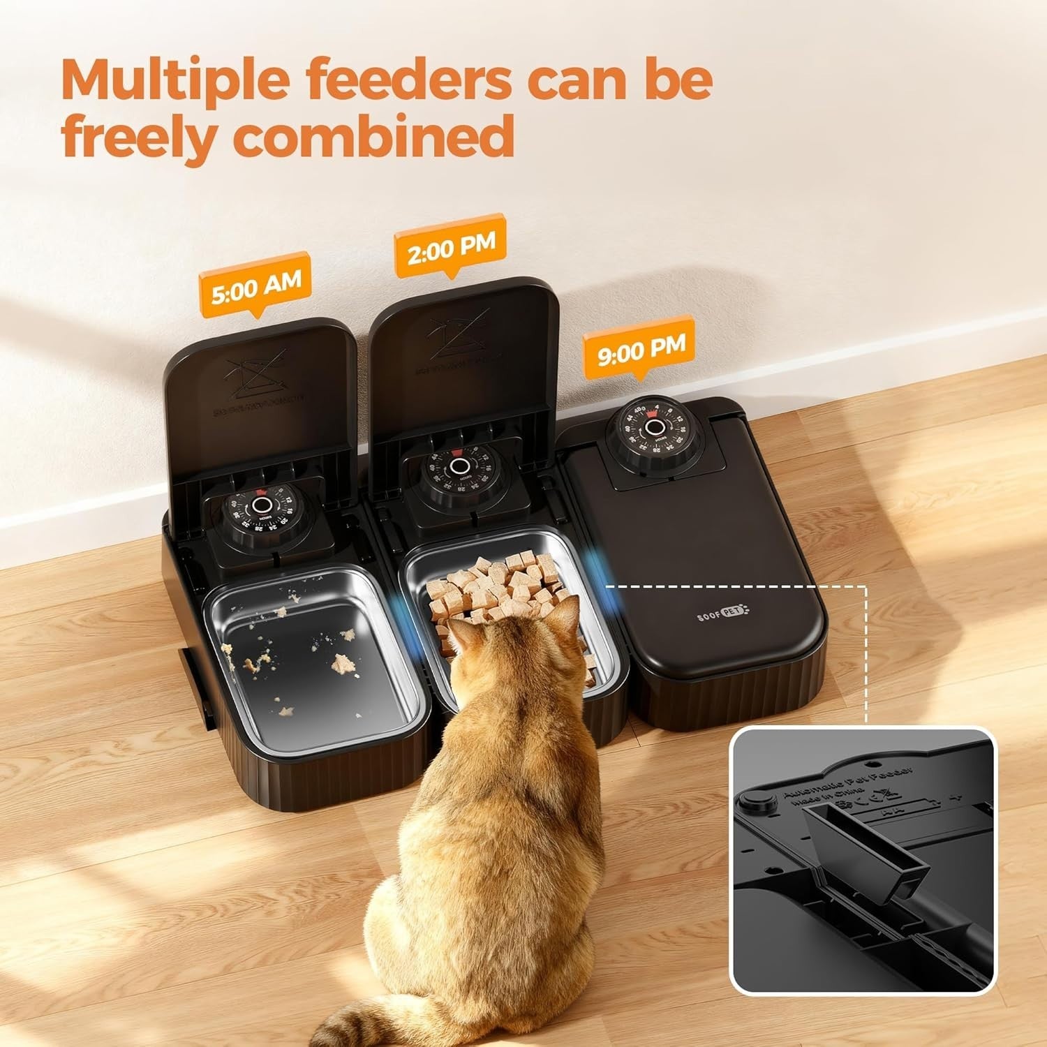 Automatic Cat Feeder Wet Dry Food 2 Meal Timer Stainless Steel Bowls