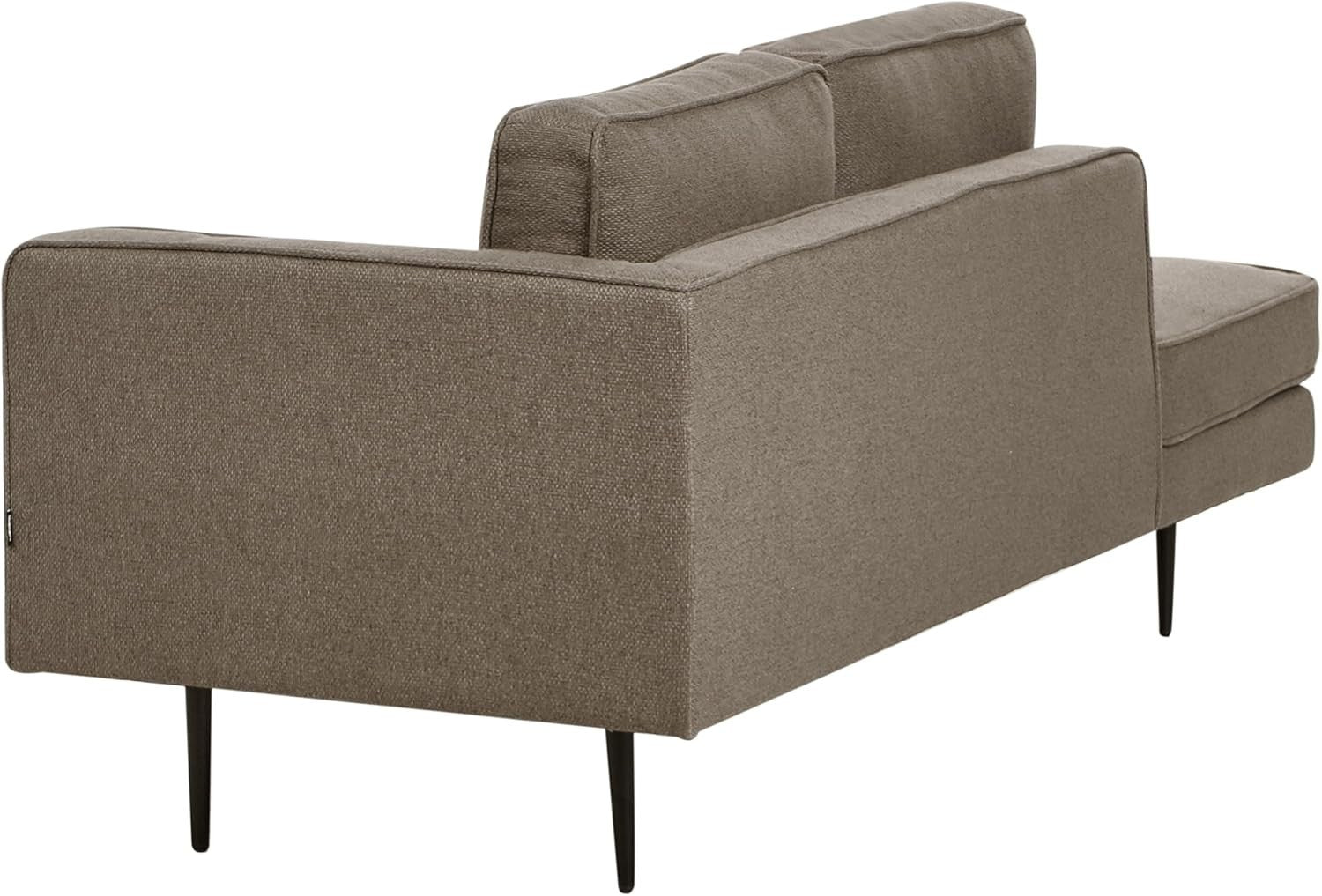Brown Chaise Lounge Sofa Right-Hand | Bolster Cushion Modern Metal Legs