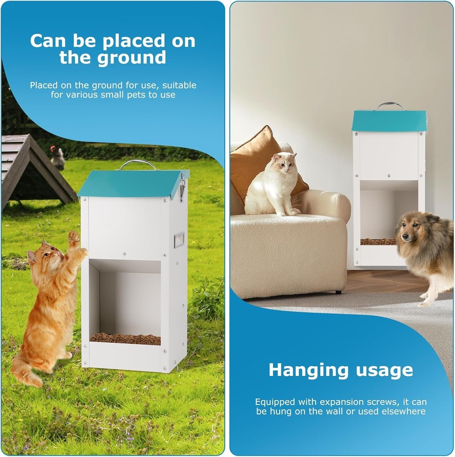 6KG Outdoor Automatic Dog Feeder Galvanized Gravity Pet Food Dispenser
