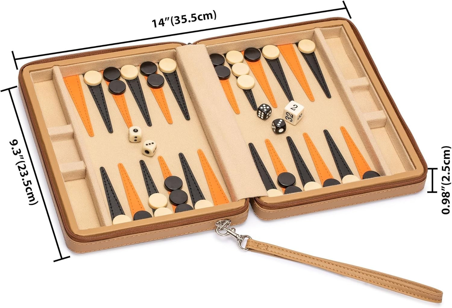 Travel Magnetic Backgammon Mini Set Leatherette Case Portable 2 Player