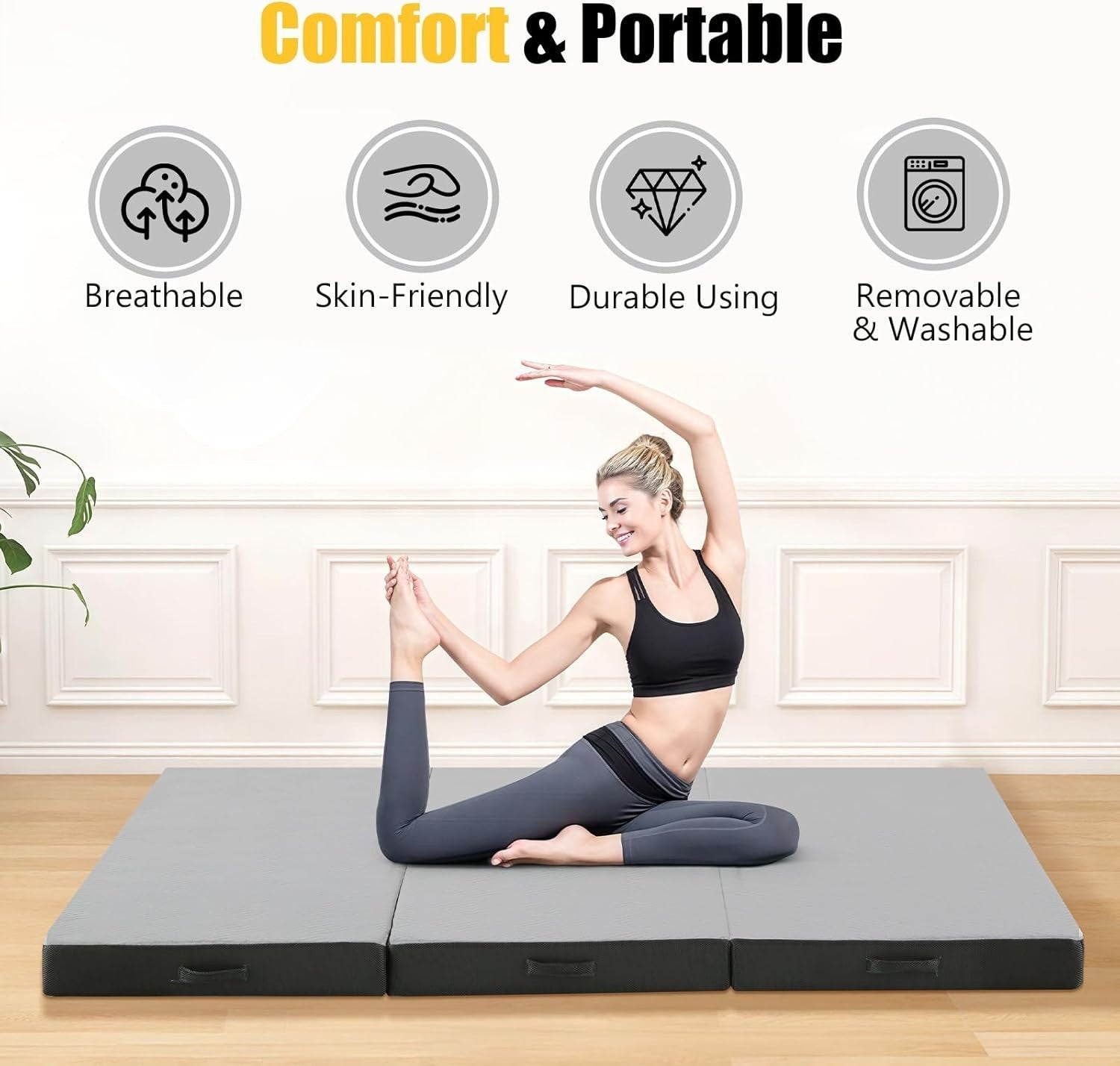 Tri Fold Single Foam Mattress 10cm Thick Foldable Guest Bed Floor Mat
