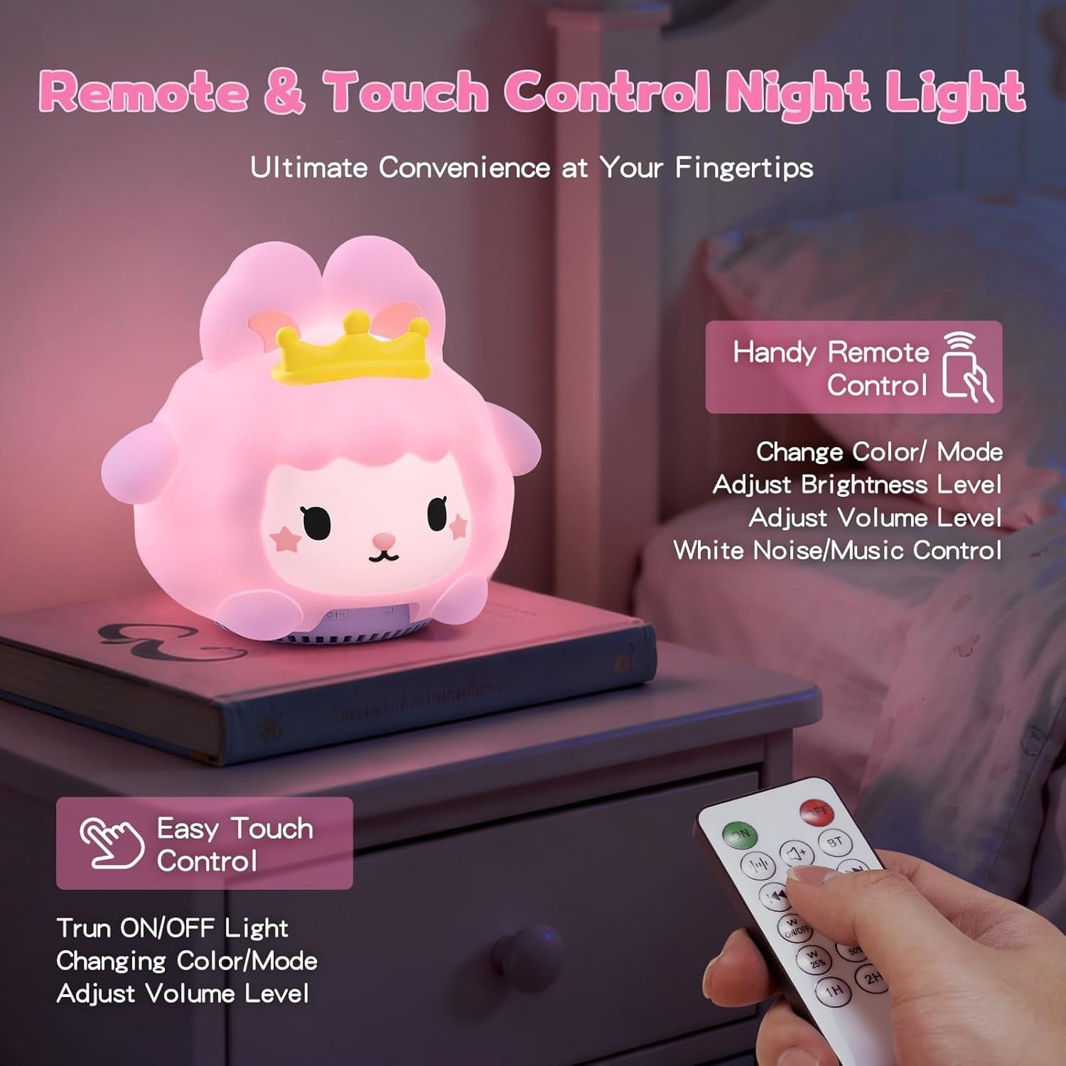White Noise Machine for Kids & Adults with Night Light & Bluetooth