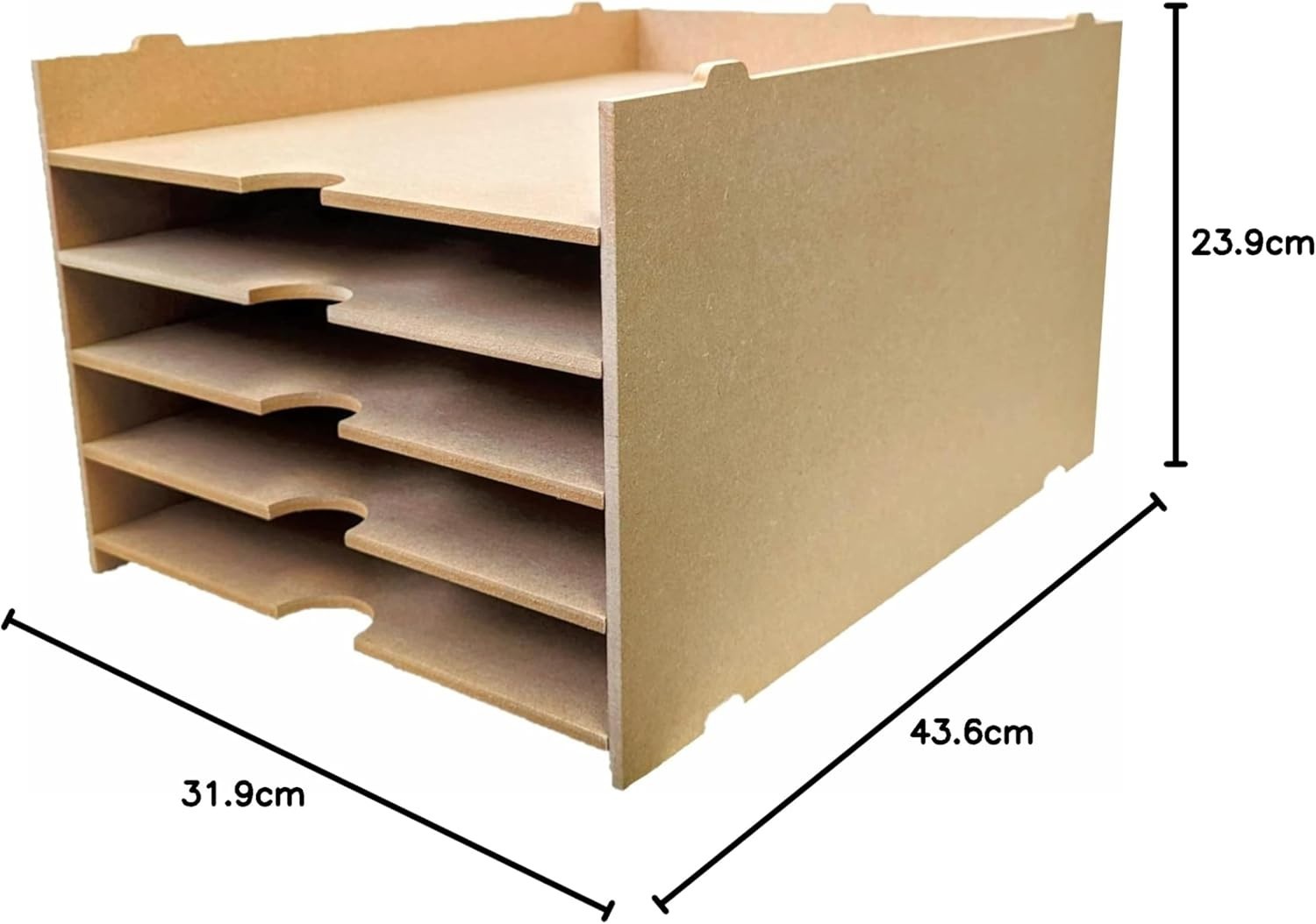 A3 Paper Storage Shelf 5-Tier Stackable Desk Organizer MDF Beige