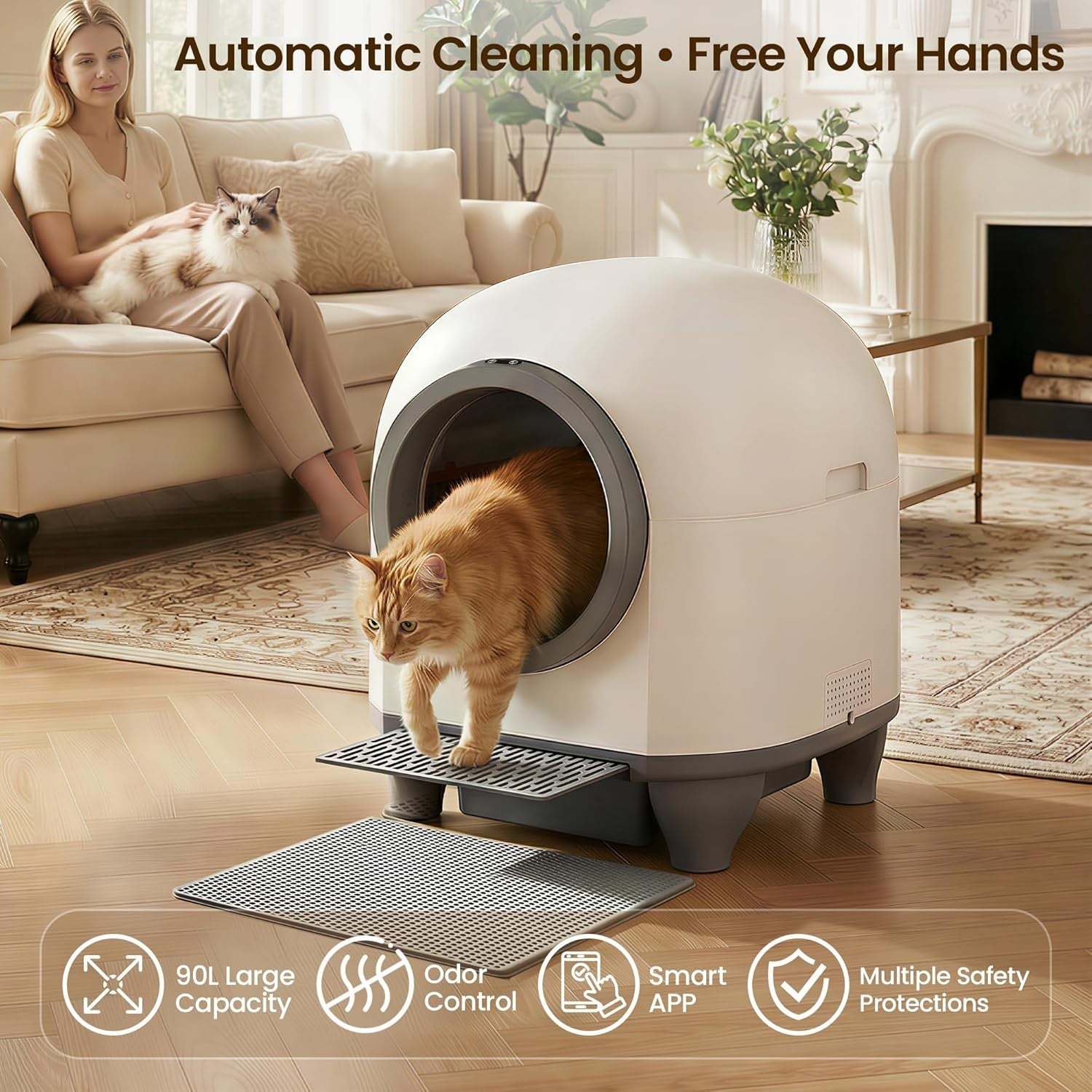XXL Self Cleaning Cat Litter Box App Control Automatic Litter Robot
