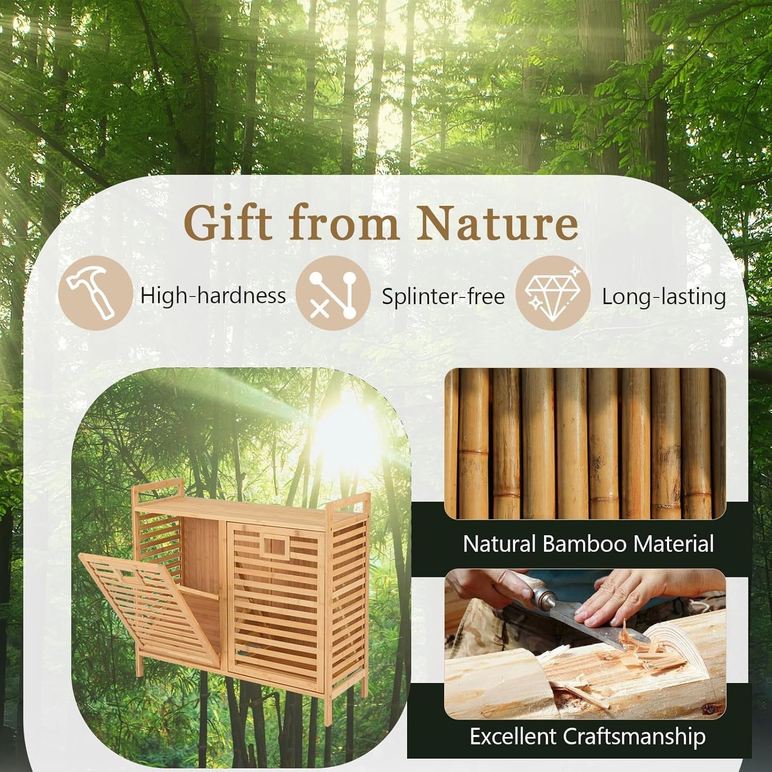 75L Bamboo Double Tilt-Out Laundry Hamper With Shelf Removable Bags Unit