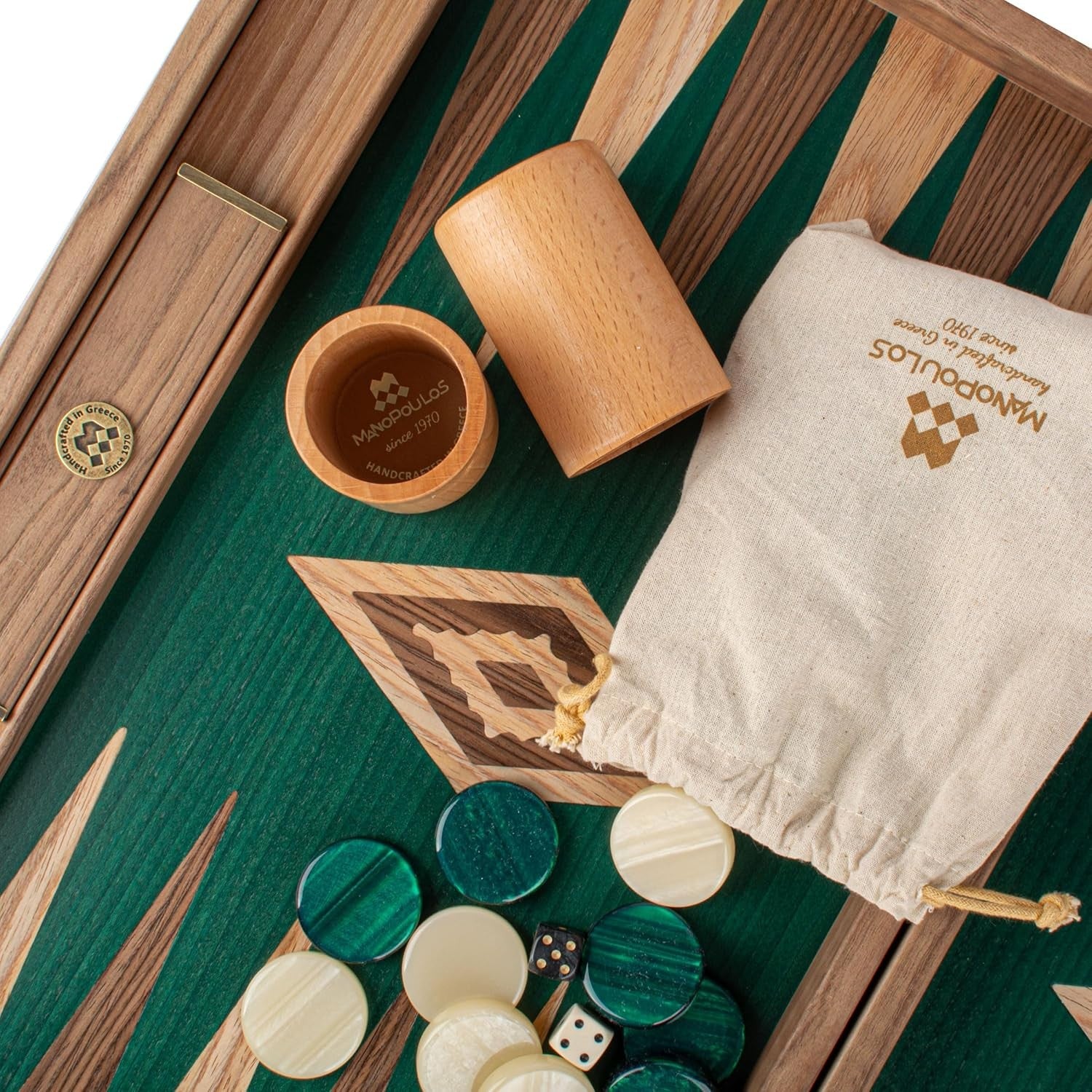 19 Inch Luxury Walnut Backgammon Set Wooden Folding Board Strategy Game