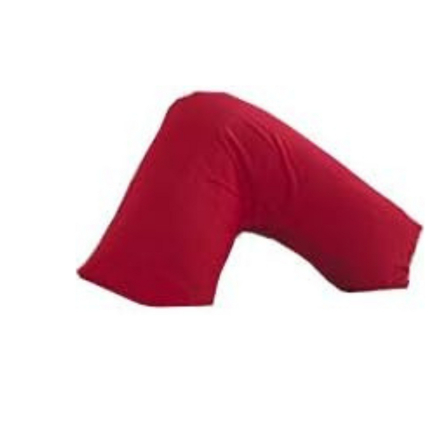 V Shaped Pregnancy Pillow Duck Feather Support Cotton Cover 32 Inch Red