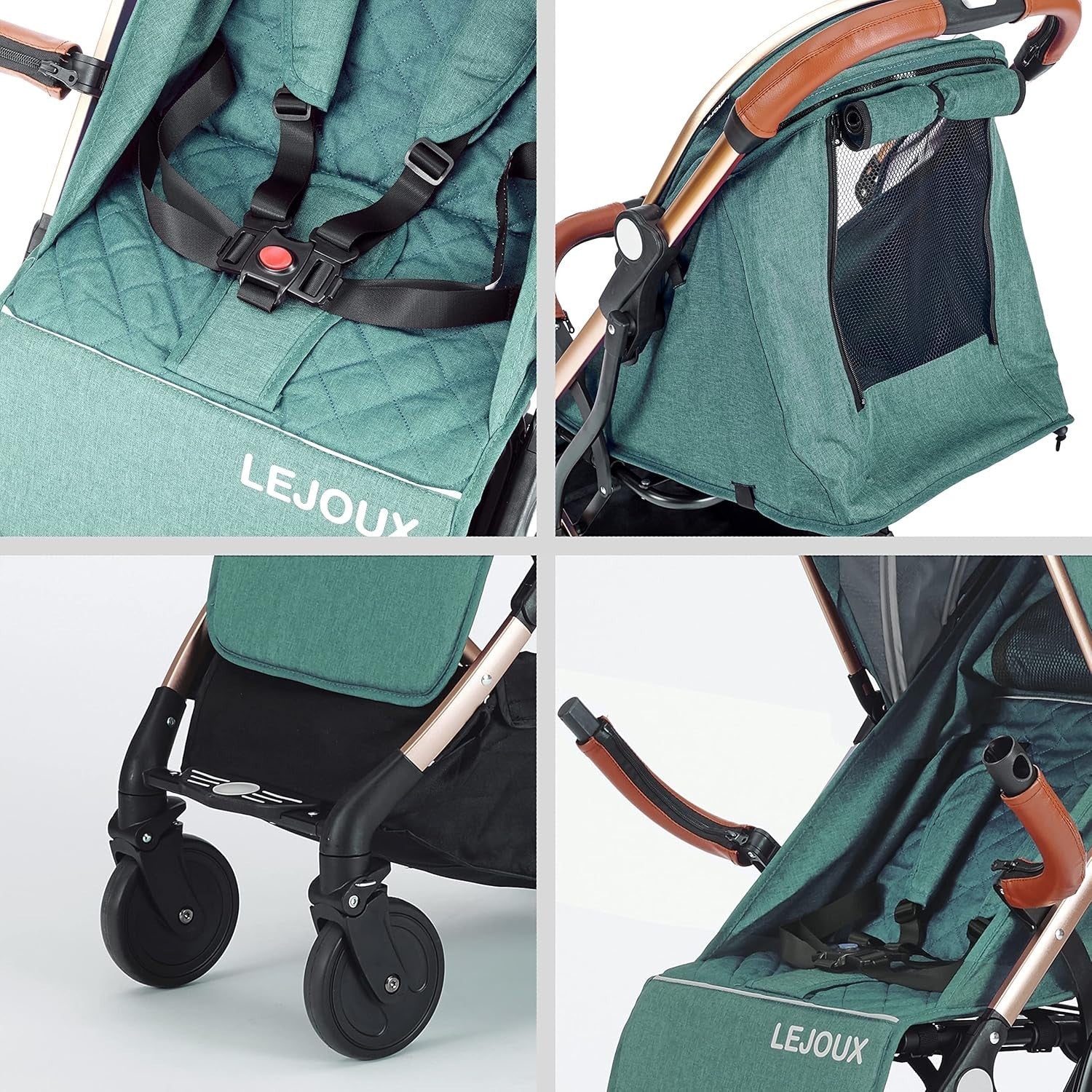 Lightweight Baby Travel Buggy One-Hand Fold Reclining Seat 0-15kg Green