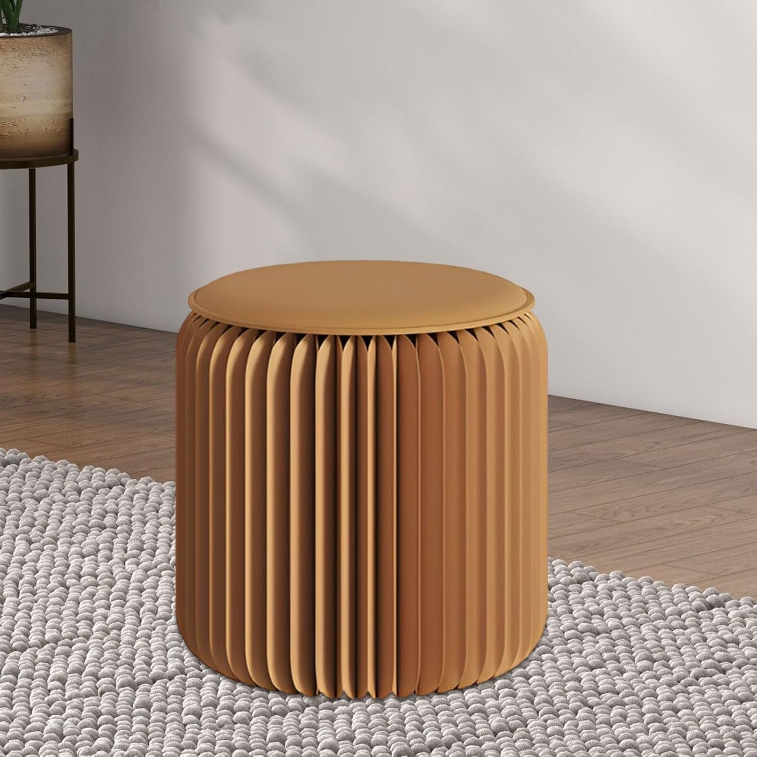 Brown Folding Paper Stool – Portable Honeycomb Seat for Home & Vanity