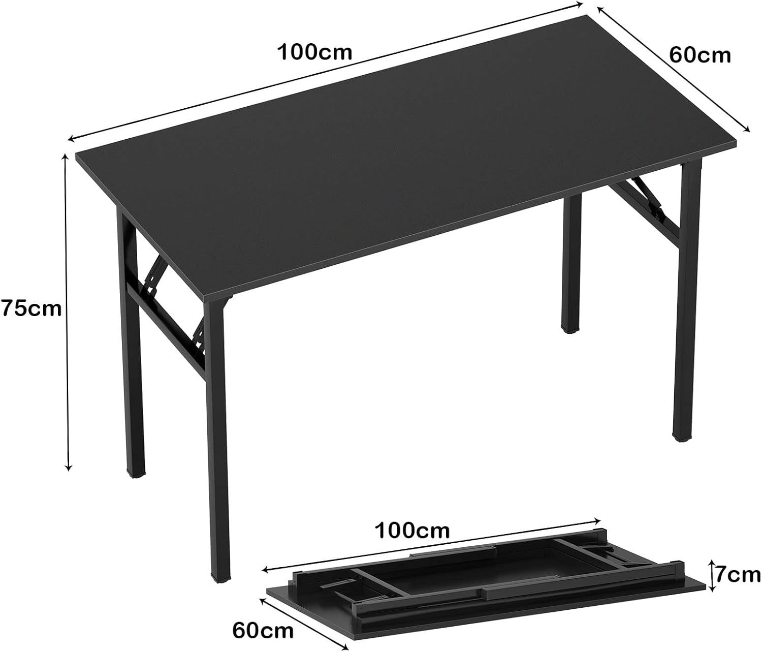 Black Folding Computer Desk No Assembly Compact Home Office Work Table