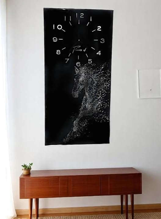 Modern Golden Horse Wall Clock 40x60cm Silent Quartz Artistic Decor