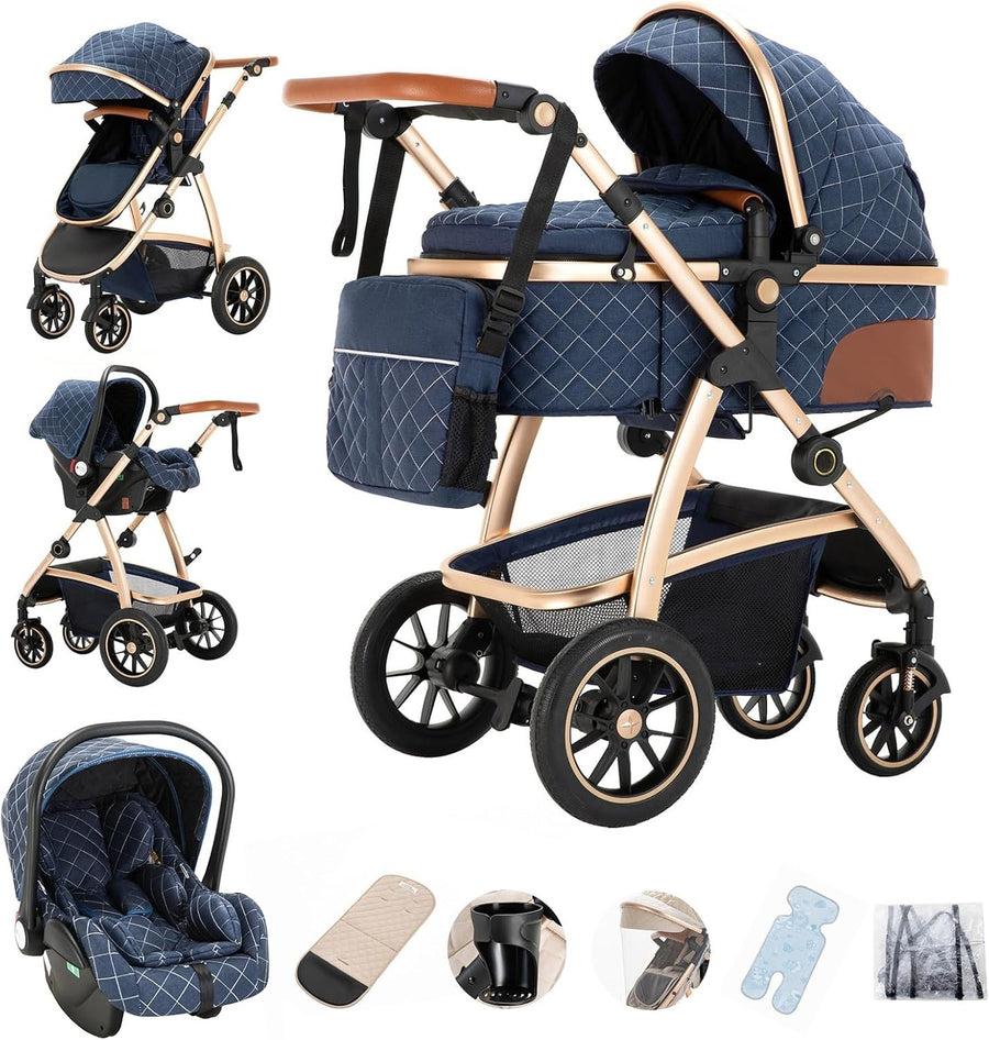 Baby Pram Travel System 3 in 1 Adjustable Handle Stroller Newborn