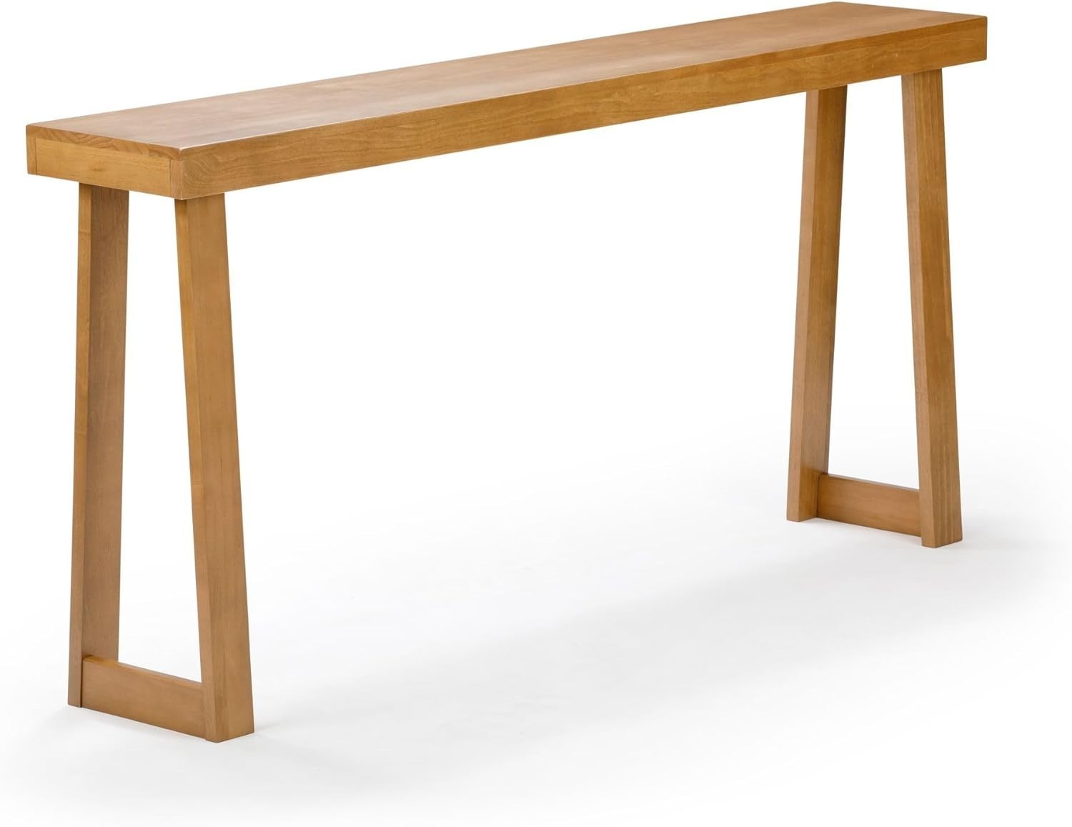 66 Inch Solid Wood Console Table – Narrow Entryway Sofa Accent, Pecan