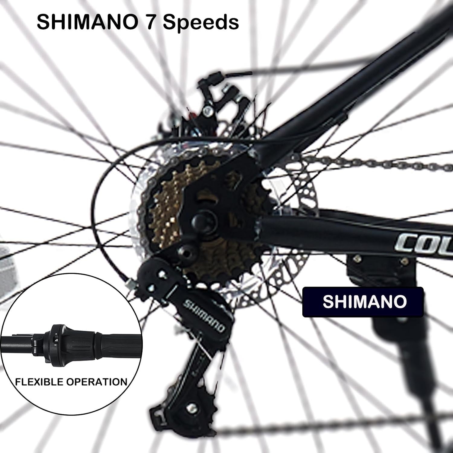 26" Fat Tire Mountain Bike 7-Speed Dual Disc Brake Front Suspension MTB