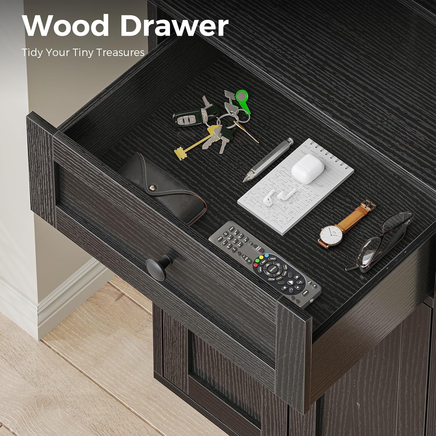 5 Tier Bookcase with Doors Drawers Display Storage Shelf Tall Cabinet Black