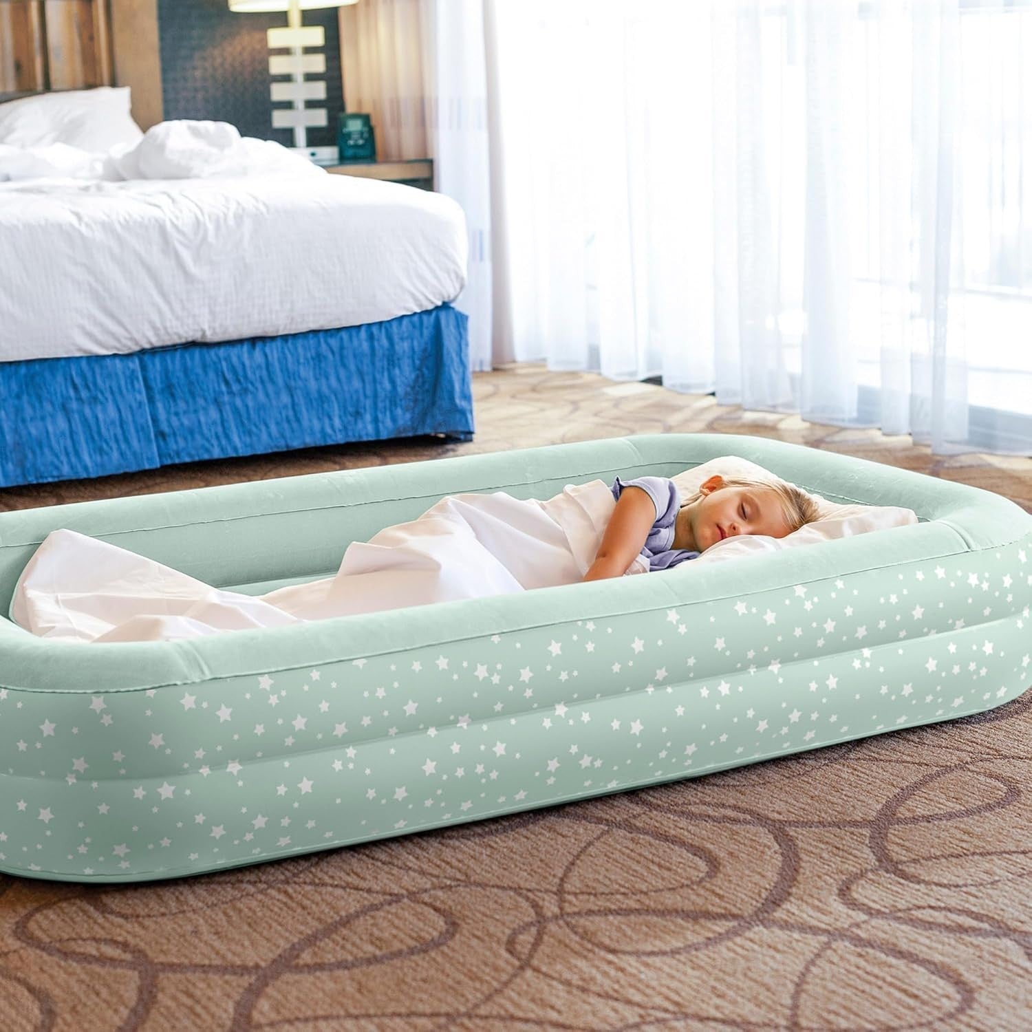 Kids Travel Air Bed with Hand Pump – Inflatable Single Mattress for Camping & Sl
