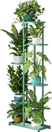 6 Tier Green Metal Plant Stand Indoor Outdoor 7 Pot Flower Display Shelf Rack