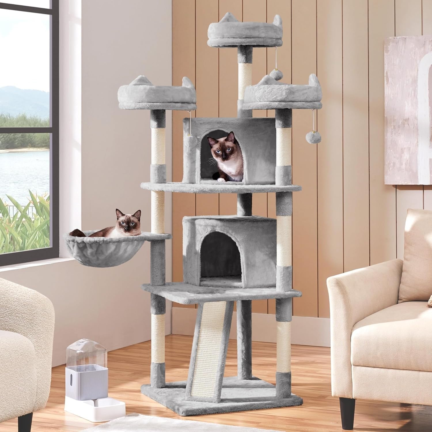 Tall Cat Tree Tower 175cm Multi Level Scratching Posts Condos
