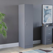 Grey 1 Door Wardrobe with Rail & Shelf Storage for Bedroom Clothes
