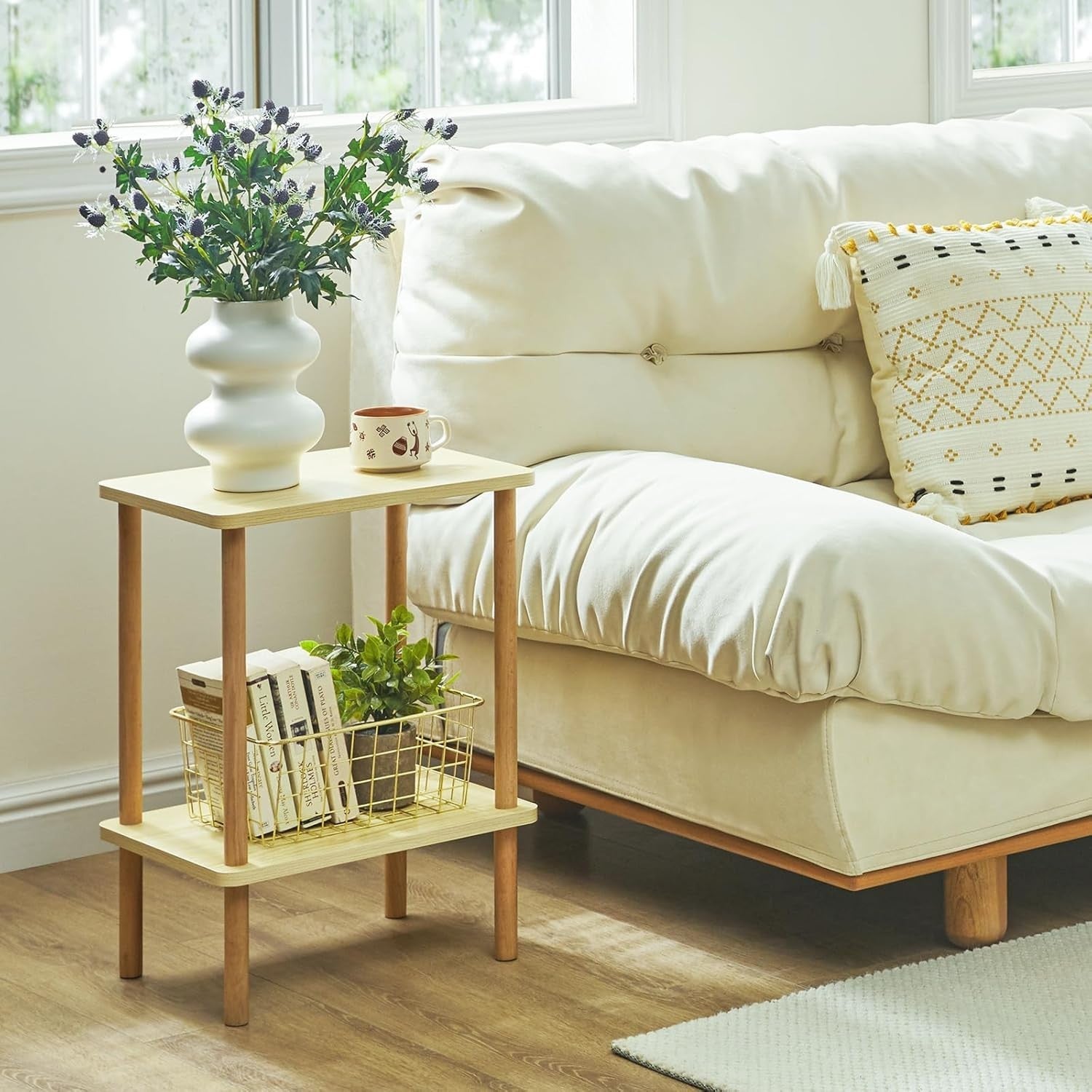 Solid Wood 3-Tier Side Table with Storage Shelves – Sturdy & Stylish